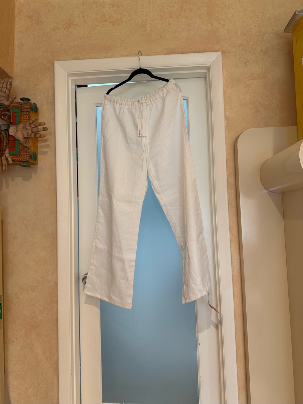 Reformation White Wide Leg Linen Pants